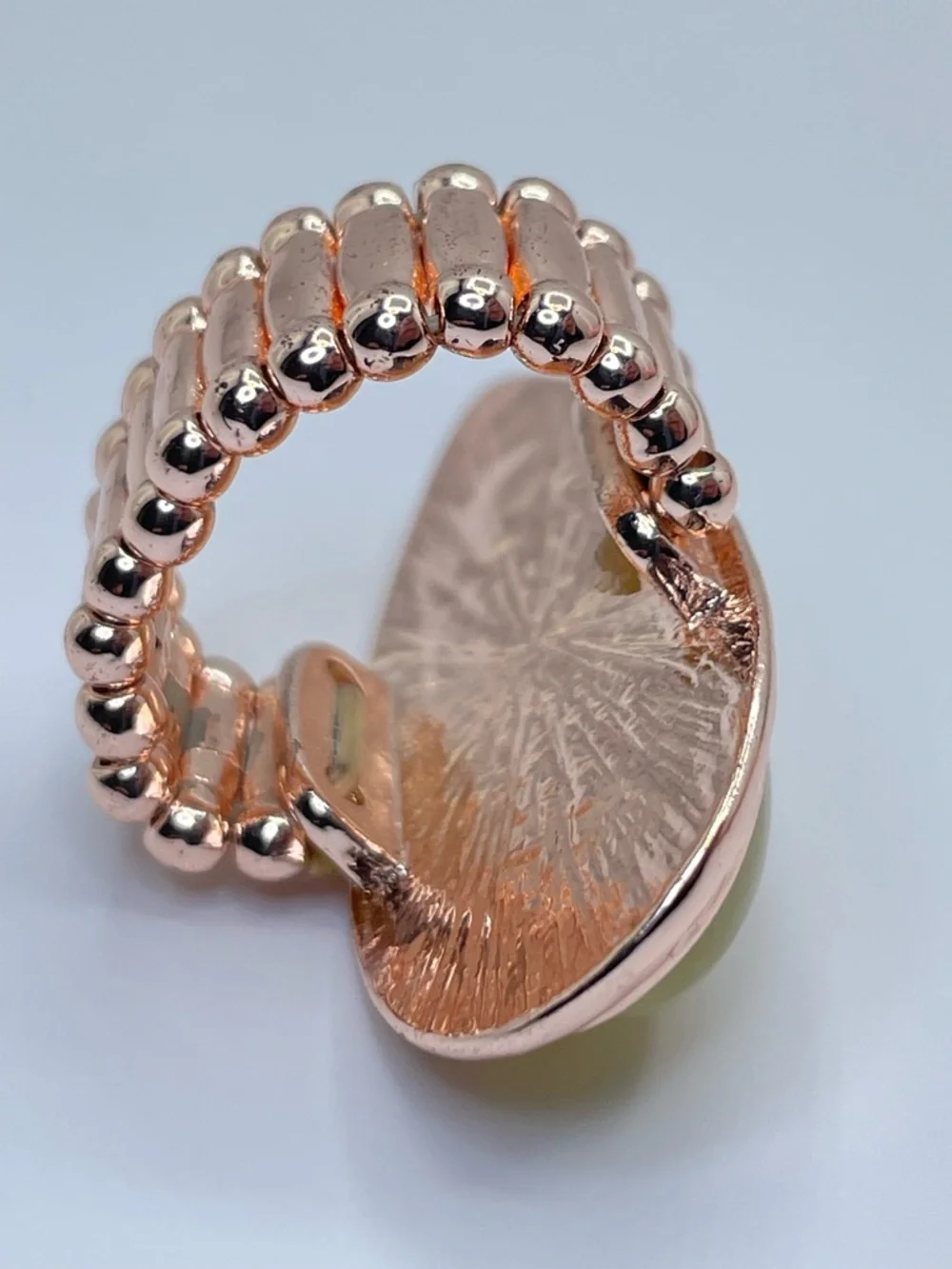 Rose Gold Yellow Green Acrylic Teardrop Stretch Statement Ring Bold Boho